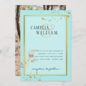 Modern FOTO Weddenschap nodigt QR CODE RSVP BLAUWG Kaart (Voorkant / Achterkant)