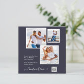 Modern FOTO Weddenschap nodigt QR CODE RSVP Blue u (Staand voorkant)