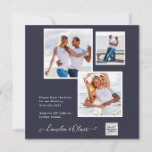 Modern FOTO Weddenschap nodigt QR CODE RSVP Blue u (Voorkant)