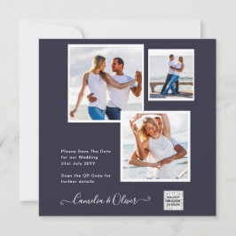 Modern FOTO Weddenschap nodigt QR CODE RSVP Blue u