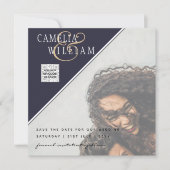 Modern FOTO Weddenschap nodigt QR CODE RSVP Blue u (Voorkant)