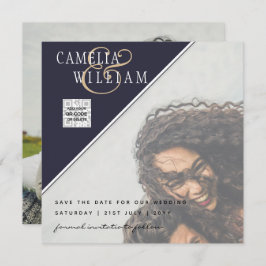 Modern FOTO Weddenschap nodigt QR CODE RSVP Blue u