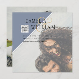 Modern FOTO Weddenschap nodigt QR CODE RSVP Blue u