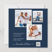 Modern FOTO Weddenschap nodigt QR CODE RSVP Blue u Kaart (Voorkant)