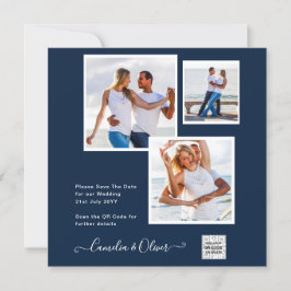 Modern FOTO Weddenschap nodigt QR CODE RSVP Blue u Kaart