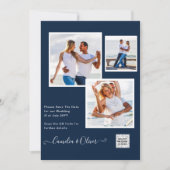 Modern FOTO Weddenschap nodigt QR CODE RSVP Blue u Kaart (Voorkant)