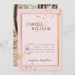 Modern FOTO Weddenschap nodigt QR CODE RSVP BlushP Kaart