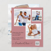 Modern FOTO Weddenschap nodigt QR CODE RSVP DustyR (Voorkant / Achterkant)