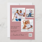 Modern FOTO Weddenschap nodigt QR CODE RSVP DustyR Kaart (Voorkant)