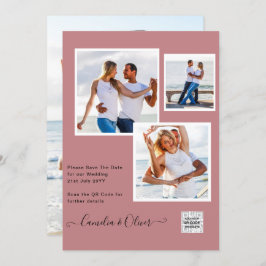 Modern FOTO Weddenschap nodigt QR CODE RSVP DustyR Kaart