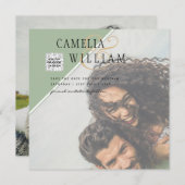 Modern FOTO Weddenschap nodigt QR CODE Rsvp Green  (Voorkant / Achterkant)