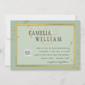 Modern FOTO Weddenschap nodigt QR CODE Rsvp Green (Voorkant)