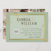 Modern FOTO Weddenschap nodigt QR CODE Rsvp Green  (Voorkant / Achterkant)