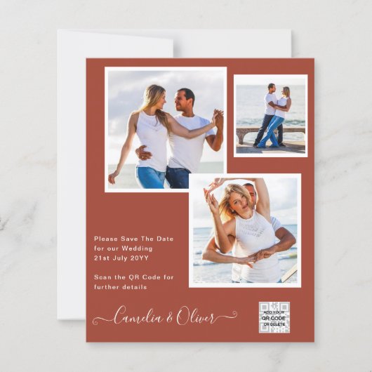 Modern FOTO Weddenschap nodigt QR CODE RSVP-kaneel (Voorkant)