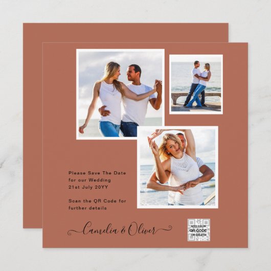 Modern FOTO Weddenschap nodigt QR CODE RSVP-kaneel (Voorkant / Achterkant)