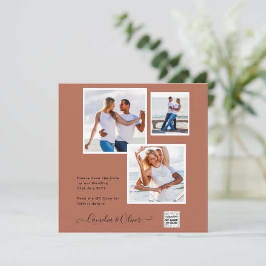 Modern FOTO Weddenschap nodigt QR CODE RSVP-kaneel (Staand voorkant)