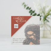 Modern FOTO Weddenschap nodigt QR CODE RSVP-kaneel (Staand voorkant)