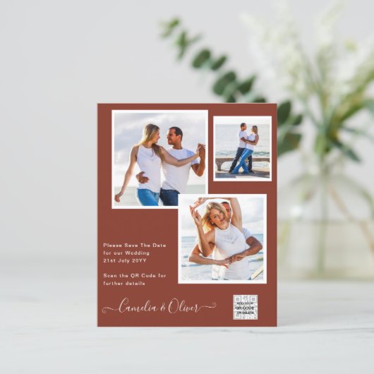 Modern FOTO Weddenschap nodigt QR CODE RSVP-kaneel (Staand voorkant)