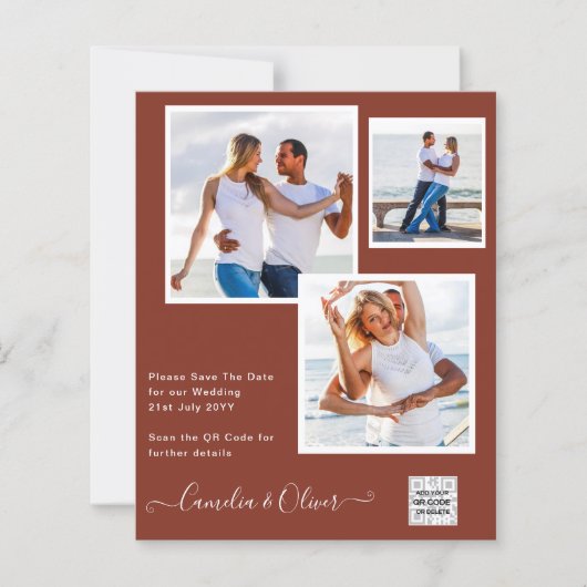 Modern FOTO Weddenschap nodigt QR CODE RSVP-kaneel (Voorkant)