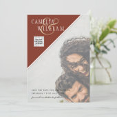 Modern FOTO Weddenschap nodigt QR CODE RSVP-kaneel Kaart (Staand voorkant)