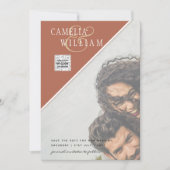 Modern FOTO Weddenschap nodigt QR CODE RSVP-kaneel Kaart (Voorkant)