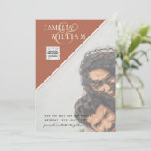 Modern FOTO Weddenschap nodigt QR CODE RSVP-kaneel Kaart (Staand voorkant)