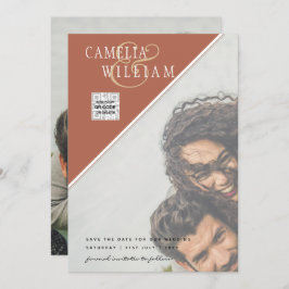 Modern FOTO Weddenschap nodigt QR CODE RSVP-kaneel Kaart