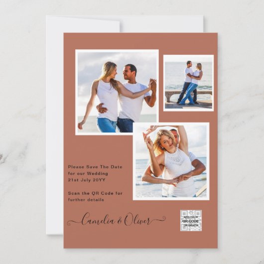 Modern FOTO Weddenschap nodigt QR CODE RSVP-kaneel Kaart (Voorkant)