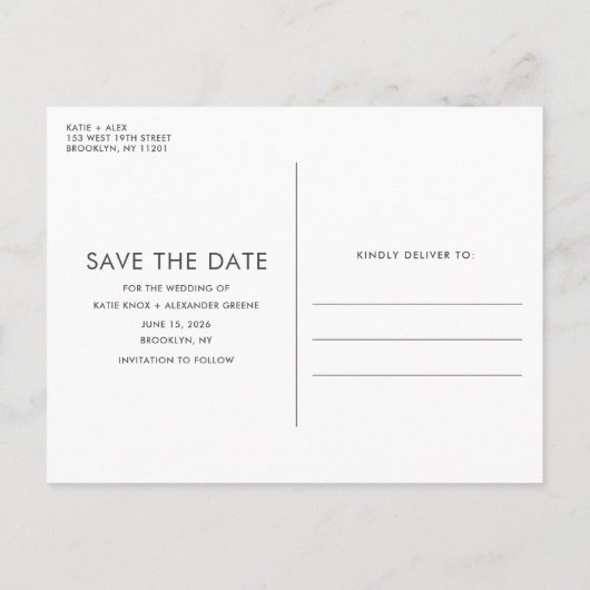 Modern fotobudget bruiloft bespaart datum aankondigingskaart (Achterkant)