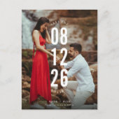 Modern fotobudget bruiloft bespaart datum aankondigingskaart (Voorkant)