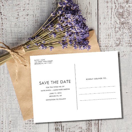 Modern fotobudget bruiloft bespaart datum aankondigingskaart