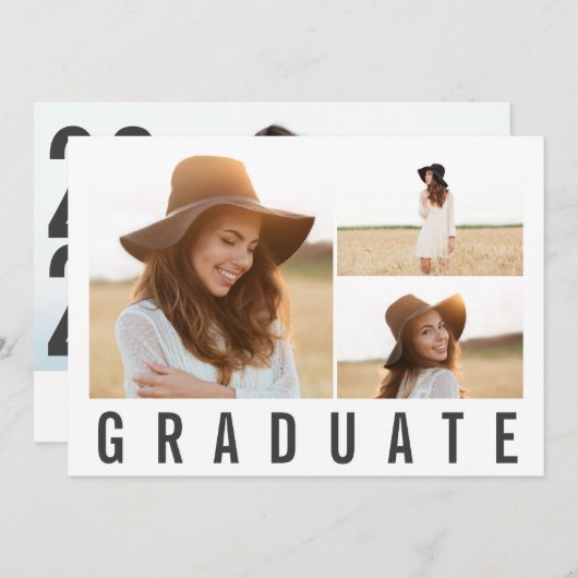 modern fotocollage vet grafisch afstuderen aankondiging (Voorkant / Achterkant)