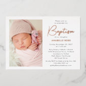 Modern Fotodoop Roos Goud Folie Uitnodiging (Voorkant)