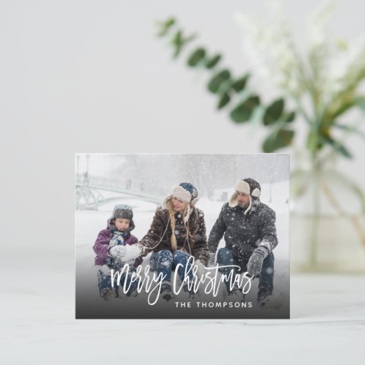 Modern fotohandtekeningscript Vrolijk kerstfeest Feestdagenkaart (Staand voorkant)