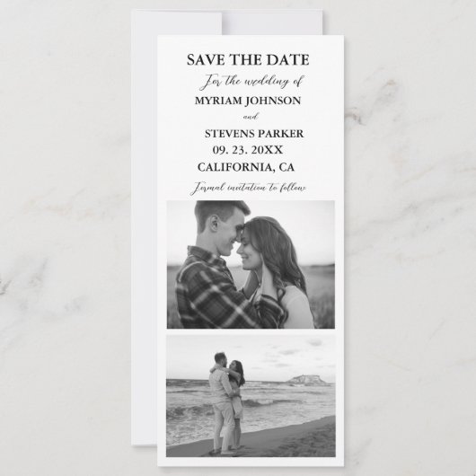 Modern fotohokje strook frame voor bruiloft save the date (Achterkant)