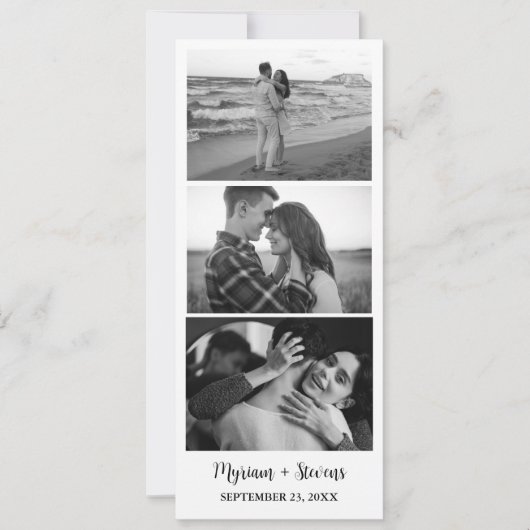 Modern fotohokje strook frame voor bruiloft save the date (Voorkant)