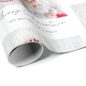 Modern Fotopatroon Naam Script Vrolijk Kerstfeest Cadeaupapier (Rol Hoek)