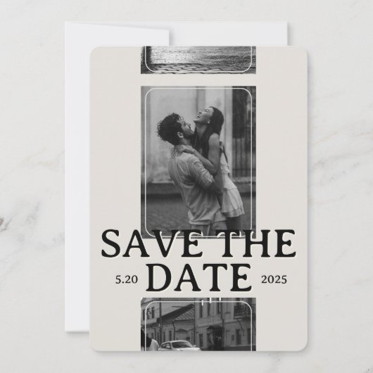 Modern fotorooster met gedurfde serif Bewaar de da Kaart (Achterkant)