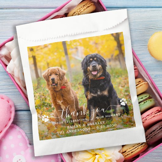 Modern fotoscript bedankt Dog Pet Wedding Bedankzakje