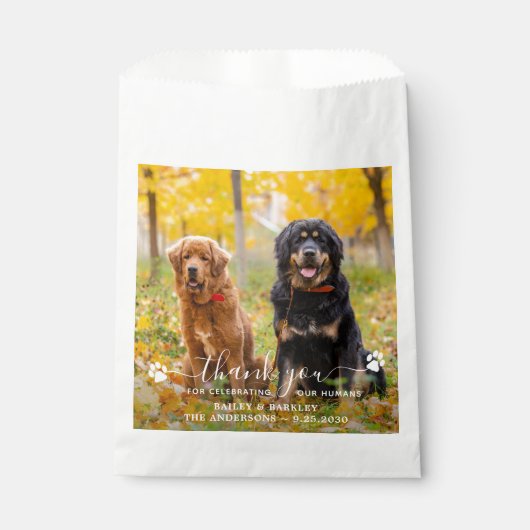 Modern fotoscript bedankt Dog Pet Wedding Bedankzakje (Voorkant)