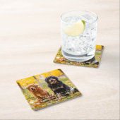 Modern fotoscript bedankt Dog Pet Wedding Kartonnen Onderzetters (Insitu)