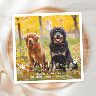 Modern fotoscript bedankt Dog Pet Wedding Servet