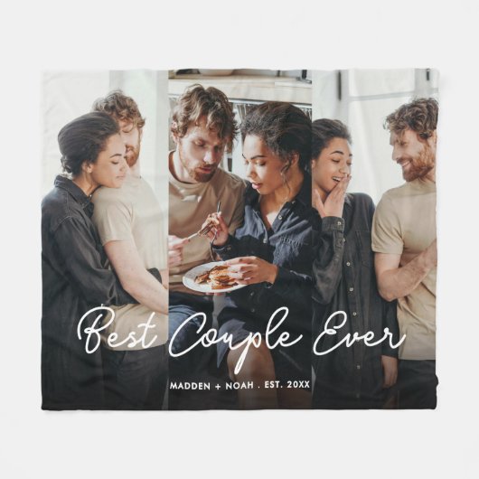 Modern fotoscript Beste paar ooit Collage Fleece Deken (Voorkant (Horizontaal))