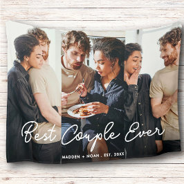 Modern fotoscript Beste paar ooit Collage Fleece Deken