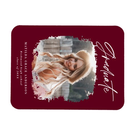 Modern fotoscript bogundy afstuderen magnet magneet (Horizontaal)