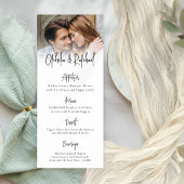 Modern Fotoscript Boho Bruiloft Menu Kaart