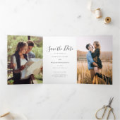 Modern Fotoscript Bruiloft Save The Date Kaart (Binnen)