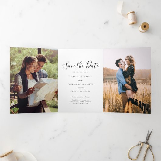 Modern Fotoscript Bruiloft Save The Date Kaart (Binnen)