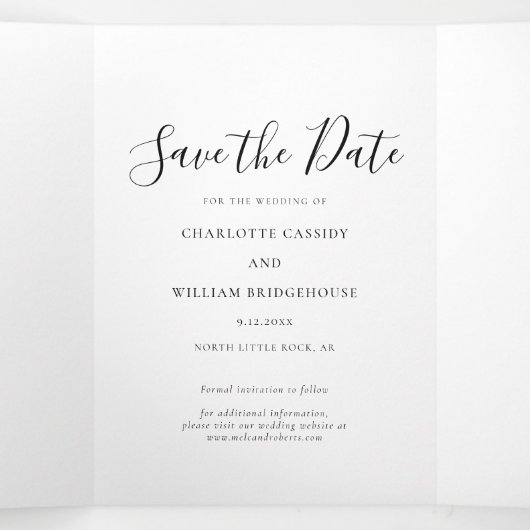 Modern Fotoscript Bruiloft Save The Date Kaart (Binnenkant midden)