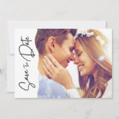 Modern Fotoscript Bruiloft Sla de datum op Save The Date (Voorkant)
